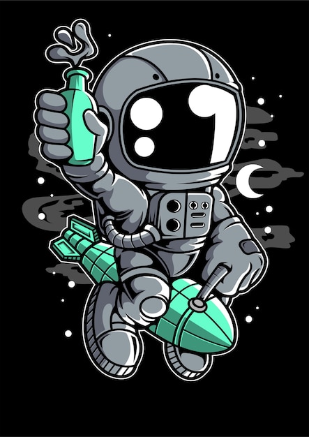 Personaje de dibujos animados de cohete astronauta