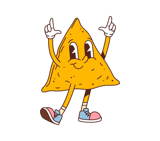 Un personaje de dibujos animados de comida rápida con nachos.