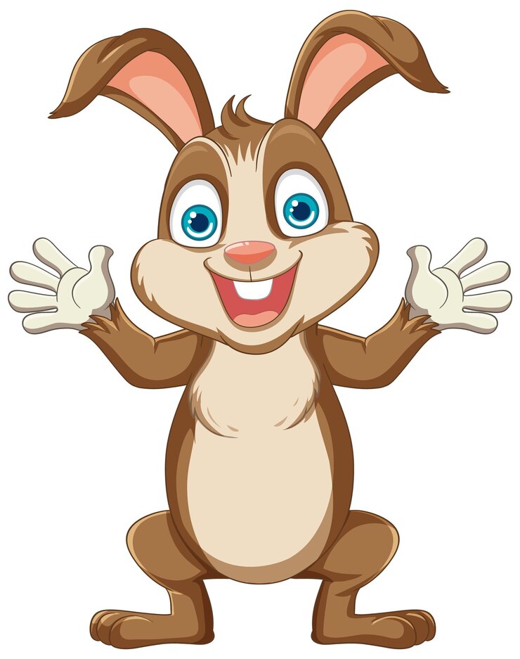 Vector un personaje de dibujos animados de conejo alegre sonriendo en estilo vectorial