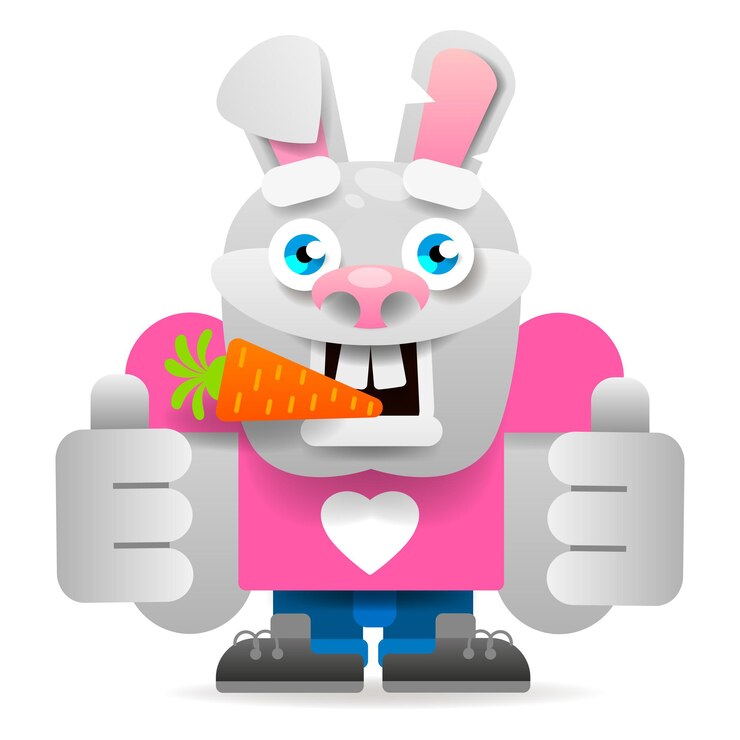 Vector personaje de dibujos animados conejo. ilustración de vector. pascua de resurrección. aislado sobre fondo blanco