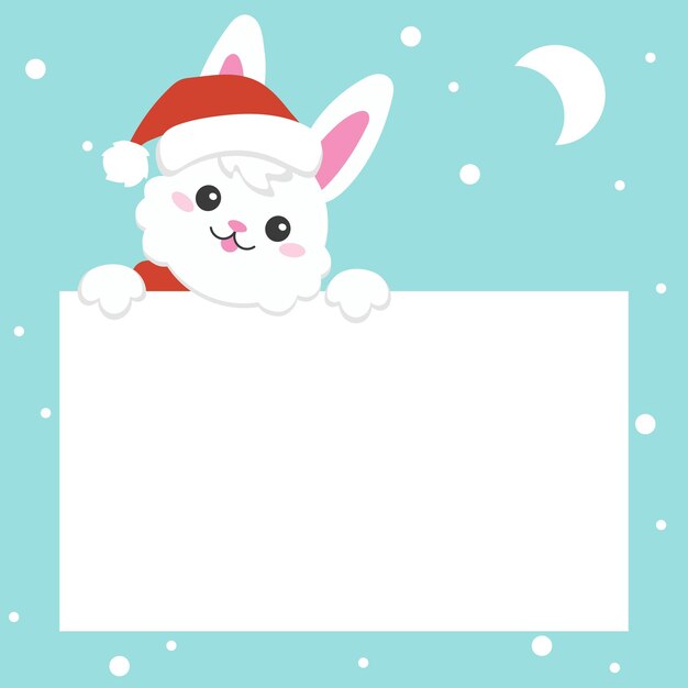 Personaje de dibujos animados conejo de navidad Ilustración de vector colorido Aislado sobre fondo de color Elemento de diseño