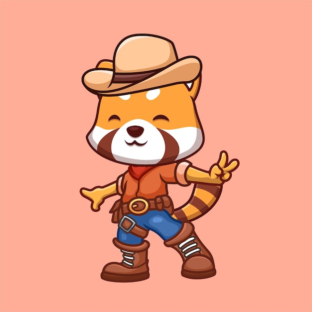 El personaje de dibujos animados Cowboy Red Panda