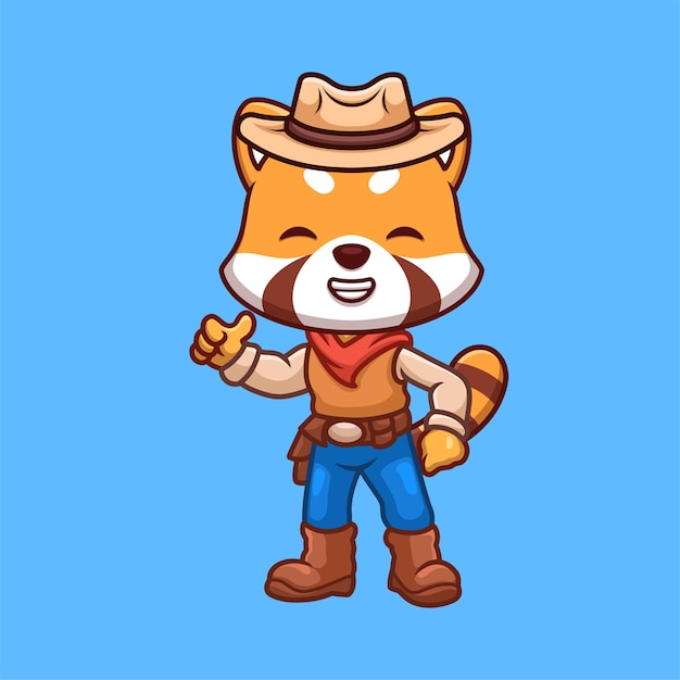 El personaje de dibujos animados Cowboy Red Panda