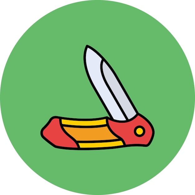 Vector un personaje de dibujos animados con un cuchillo y un círculo verde