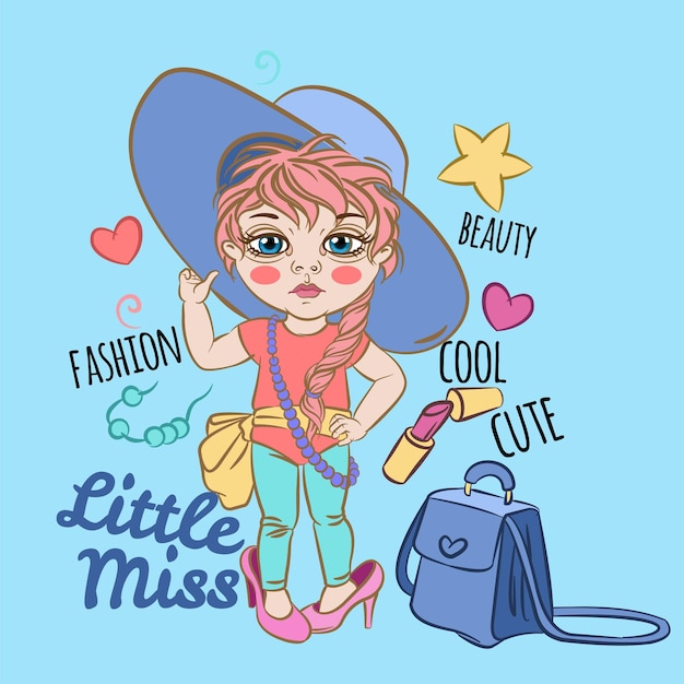 Un personaje de dibujos animados de cuento de hadas Wolverine Little fashionista Ilustración para ropa infantil