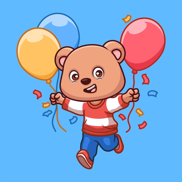 El personaje de dibujos animados de cumpleaños del oso