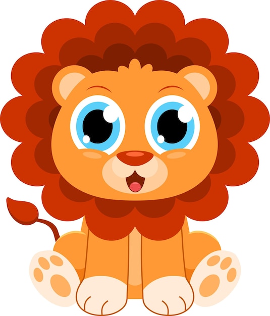 Vector el personaje de dibujos animados cute baby lion ilustración vectorial diseño plano