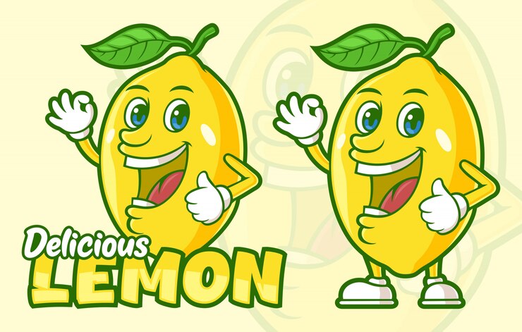 Vector personaje de dibujos animados de deliciosa fruta de limón
