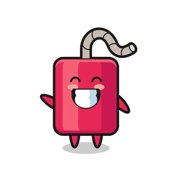 Personaje de dibujos animados de dinamita haciendo gesto con la mano de onda, diseño de estilo lindo para camiseta, pegatina, elemento de logotipo