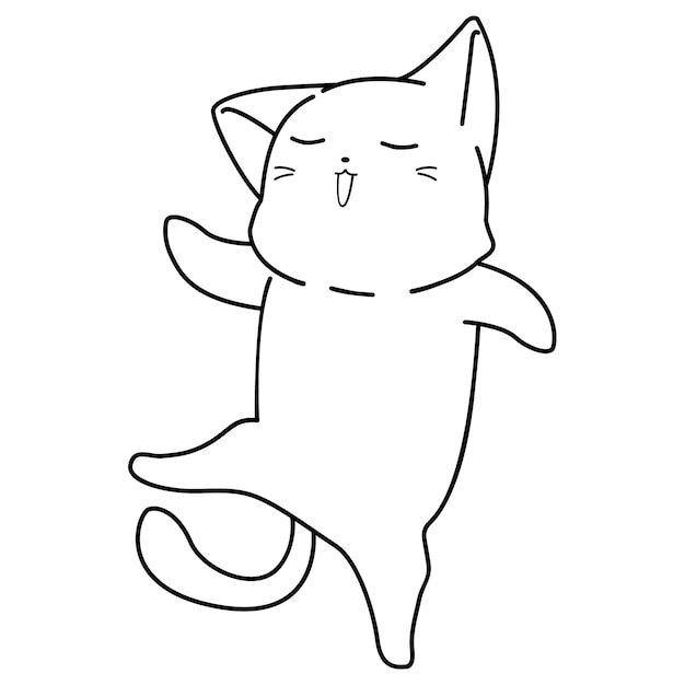 Personaje de dibujos animados divertido gato para colorear página 14