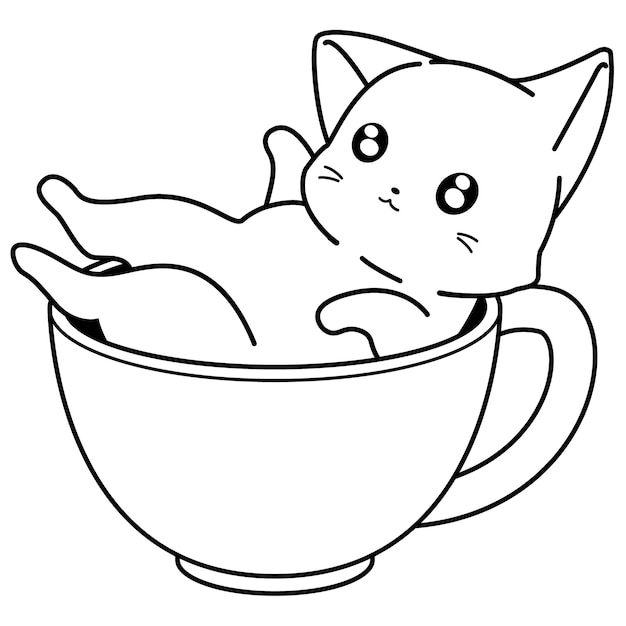 Personaje de dibujos animados divertido gato para colorear página 4