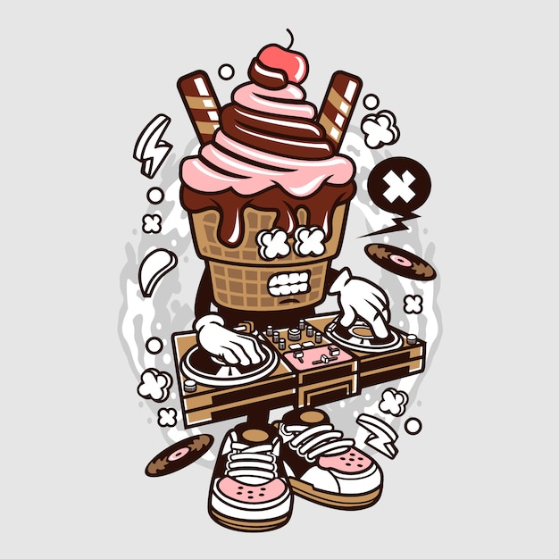 Personaje de dibujos animados DJ Ice Cream