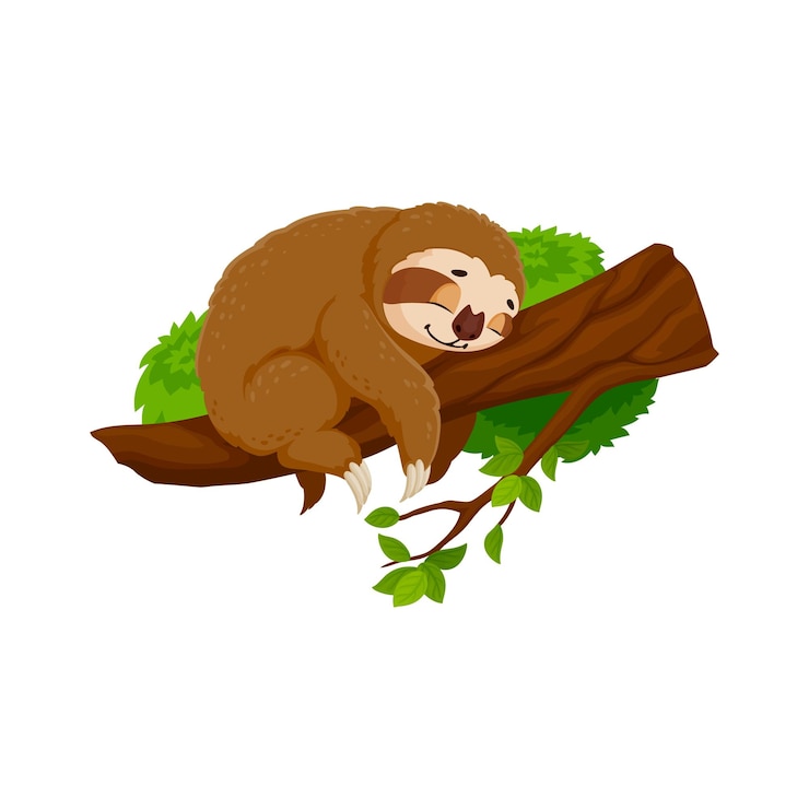 Vector el personaje de los dibujos animados duerme en la rama de un árbol