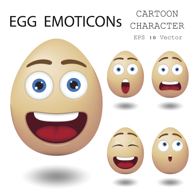 Vector personaje de dibujos animados de emoticonos de huevo.