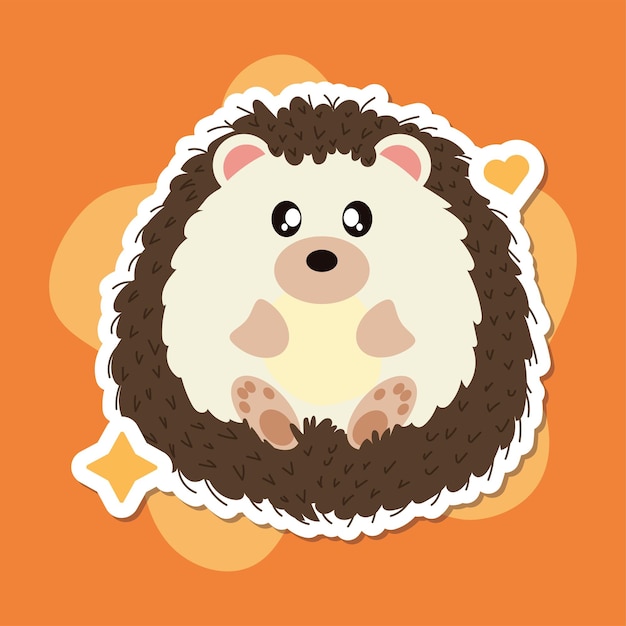 Personaje de dibujos animados de erizo lindo aislado Ilustración vectorial