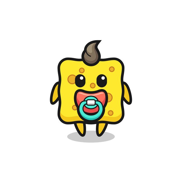 Personaje de dibujos animados de esponja de bebé con chupete, diseño de estilo lindo para camiseta, pegatina, elemento de logotipo