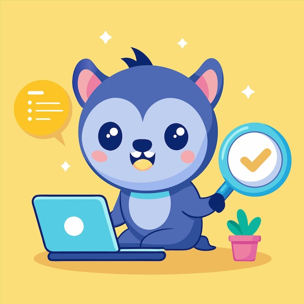 un personaje de dibujos animados está en la computadora y la palabra "watch"