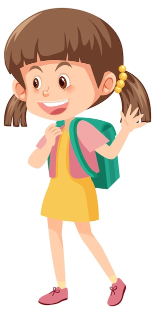 Personaje de dibujos animados de estudiante con mochila