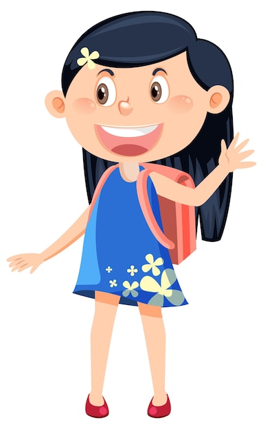 Personaje de dibujos animados de estudiante con mochila