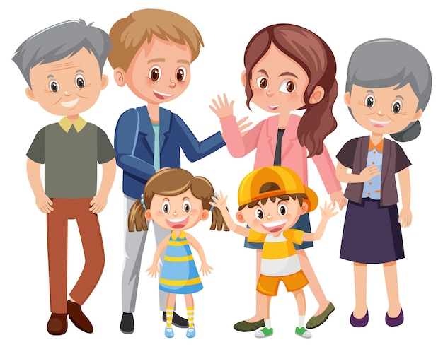 Vector personaje de dibujos animados de familia feliz