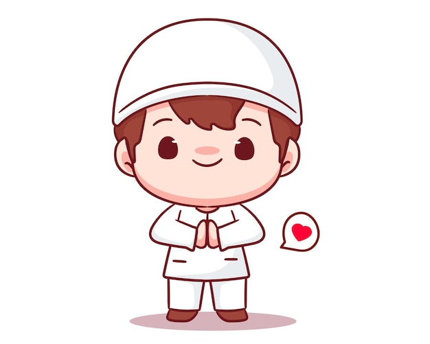 El personaje de dibujos animados feliz Eid Ramadan diseño de concepto islámico