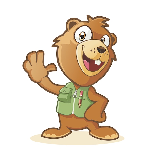 Vector personaje de dibujos animados feliz marmota