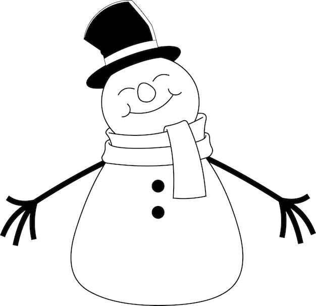 Personaje de dibujos animados feliz muñeco de nieve con los brazos abiertos para abrazar