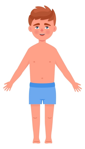 Personaje de dibujos animados Figura de niño masculino vista frontal