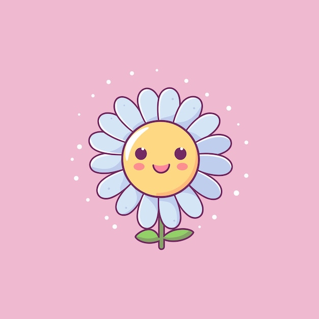 Personaje de dibujos animados de flores con una linda sonrisa.