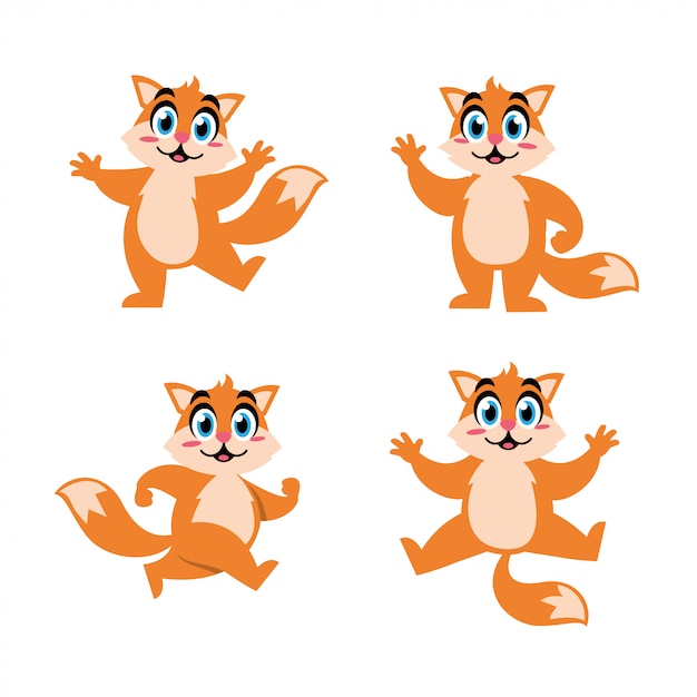 Personaje de dibujos animados Fox mascota divertida