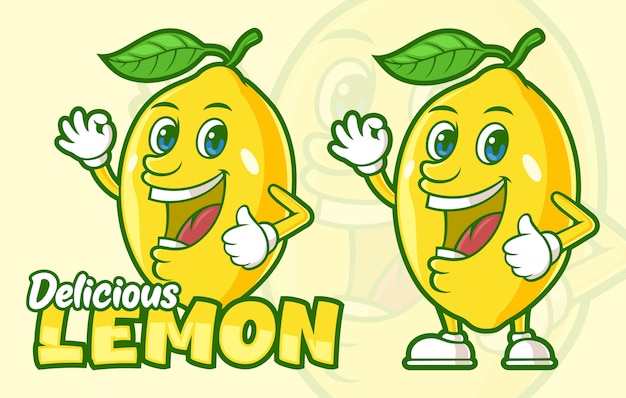 Personaje de dibujos animados de fruta de limón delicioso