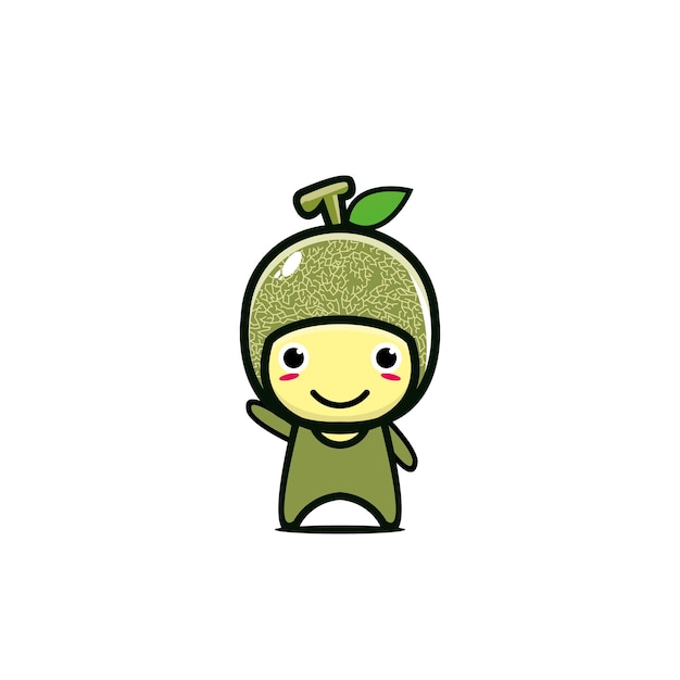 Personaje de dibujos animados de fruta de melón lindo diseño de ilustración de personaje de dibujos animados de estilo plano simple