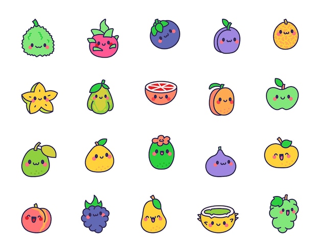 El personaje de los dibujos animados de frutas Kawaii