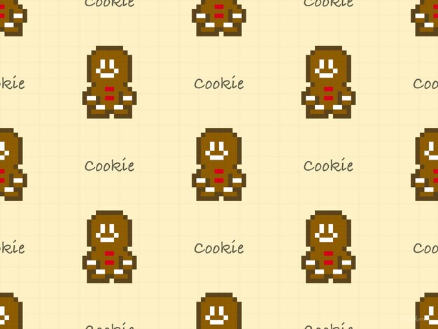 Personaje de dibujos animados de galletas de patrones sin fisuras sobre fondo naranja