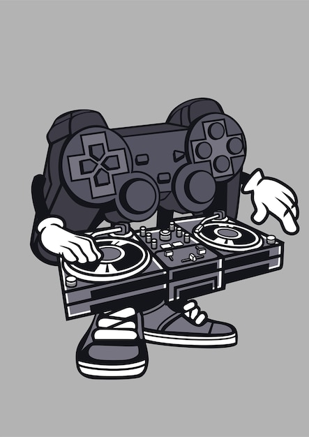 Personaje de dibujos animados de gamer dj