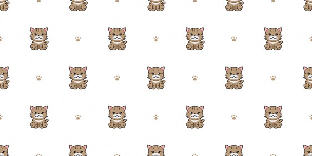 Personaje de dibujos animados gato atigrado sin fisuras de fondo