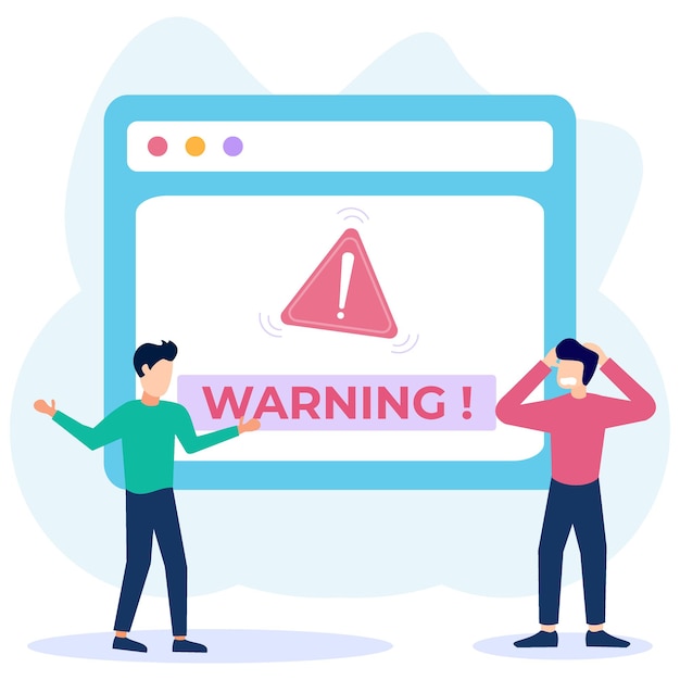 Personaje de dibujos animados gráfico de vector de ilustración de advertencia