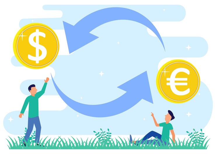 Vector personaje de dibujos animados gráfico de vector de ilustración de cambio de moneda