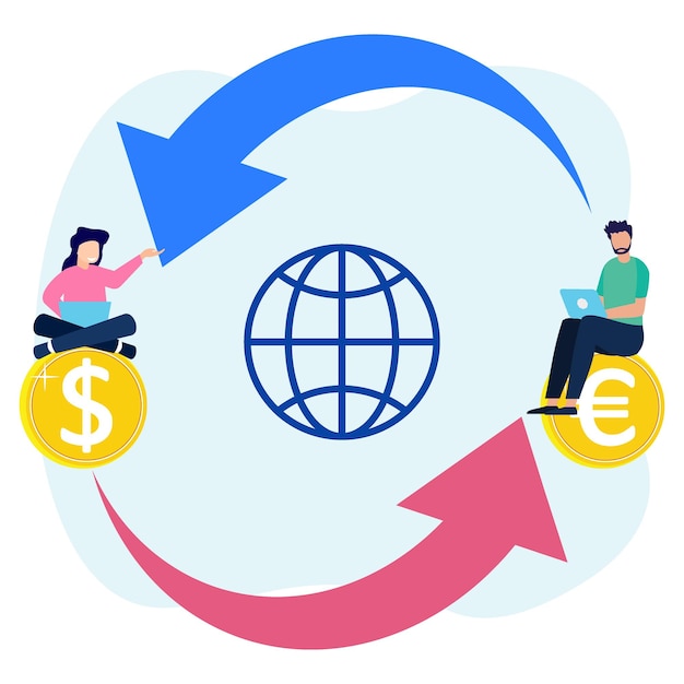 Personaje de dibujos animados gráfico de vector de ilustración de cambio de moneda