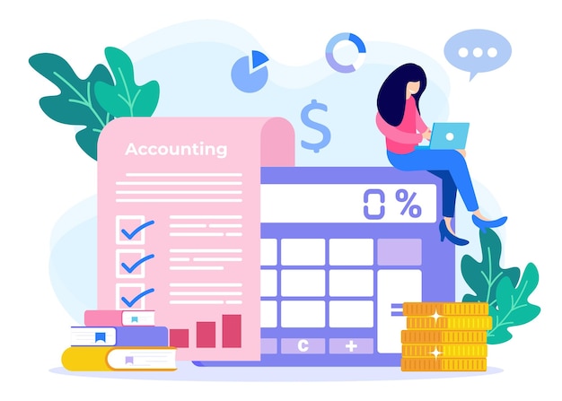 Personaje de dibujos animados gráfico de vector de ilustración de contabilidad