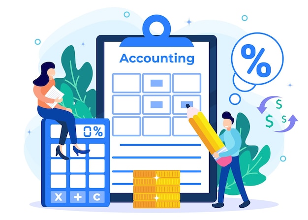 Personaje de dibujos animados gráfico de vector de ilustración de contabilidad