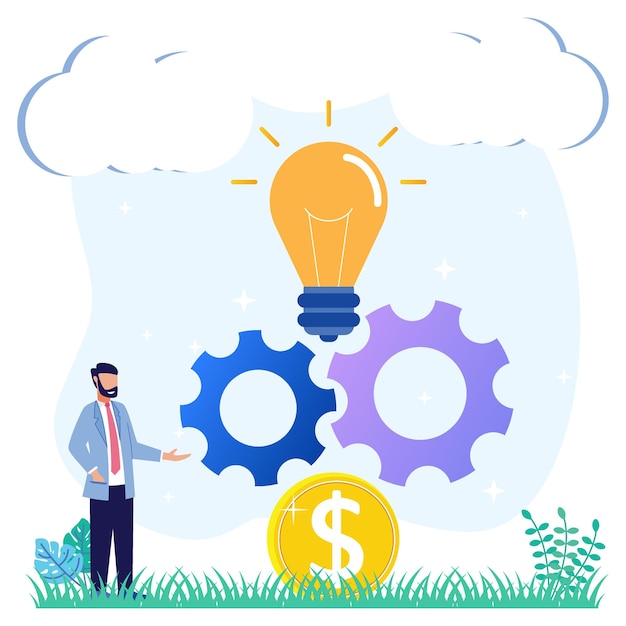 Personaje de dibujos animados gráfico de vector de ilustración de innovación empresarial creativa