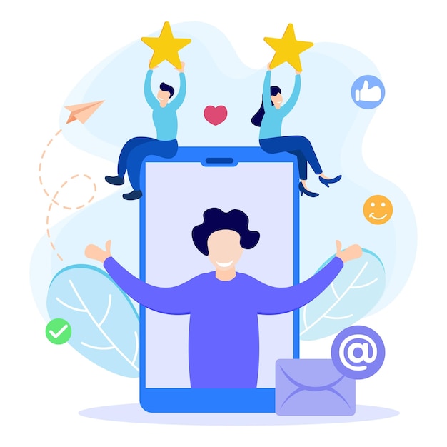 Personaje de dibujos animados gráfico de vector de ilustración de retroalimentación