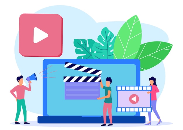 Personaje de dibujos animados gráfico de vector de ilustración de servicios de producción de video