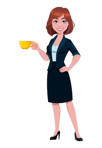 Personaje de dibujos animados hermosa empresaria
