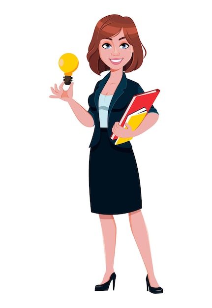 Personaje de dibujos animados hermosa empresaria