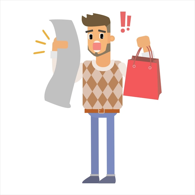 personaje de dibujos animados hombre de compras