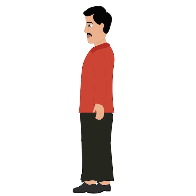 Personaje de dibujos animados de hombre indio Personaje masculino con camisa para Personaje de hombre indio de dibujos animados