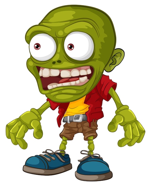 Vector personaje de dibujos animados de hombre monstruo zombie calvo espeluznante