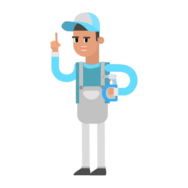 personaje de dibujos animados hombre servicio de limpieza